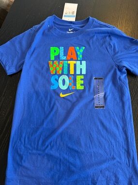 Nike Boys Royal Blue 'Play With Sole' Graphic Tee